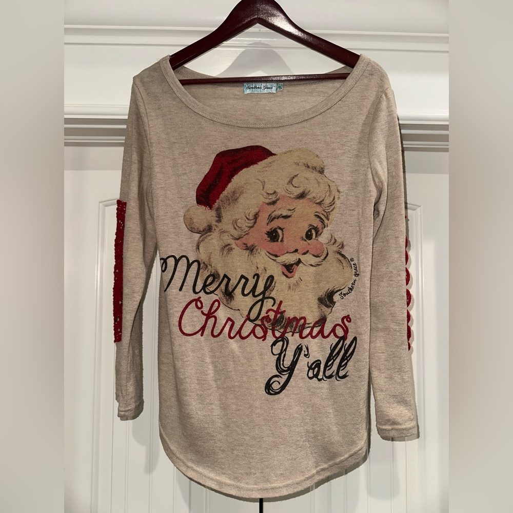 Southern Grace Vintage Santa Crochet Detail| Merry Christmas Y’all | Size S